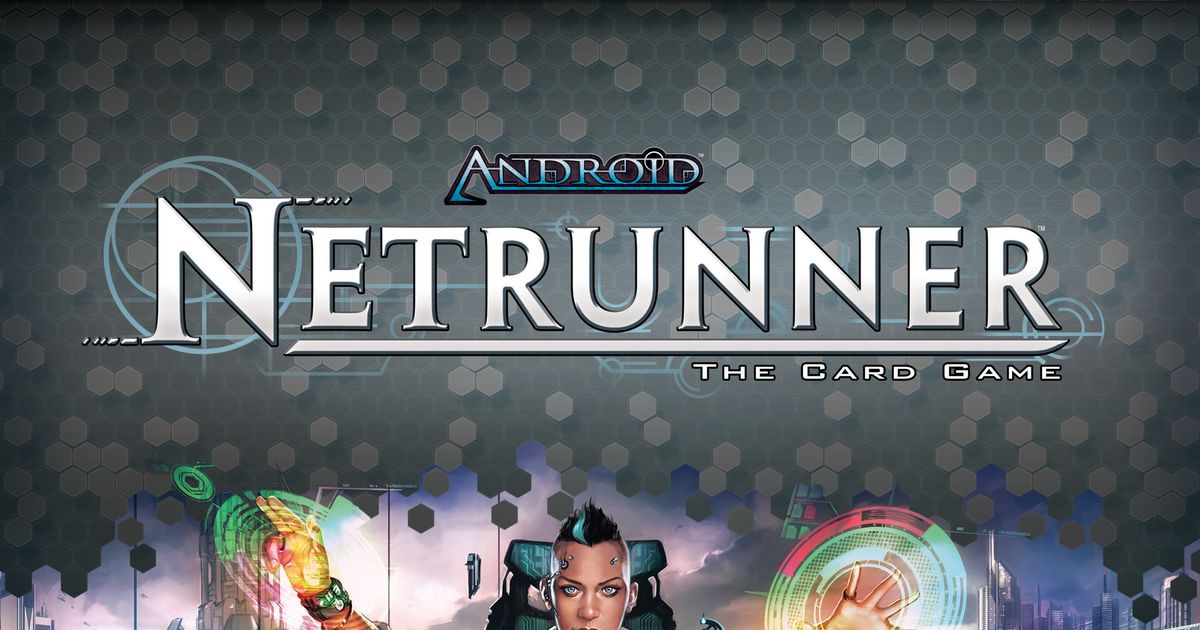 Box art for Android: Netrunner showing a cybernetically augmented runner character against a neon cityscape
