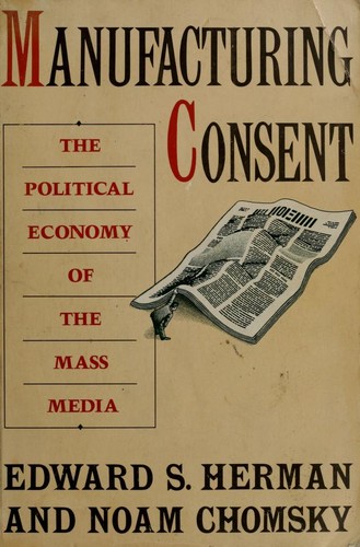 Cover of Manufacturing Consent by Edward S. Herman and Noam Chomsky, showing a newspaper cut out and folded into the shape of a paper bird